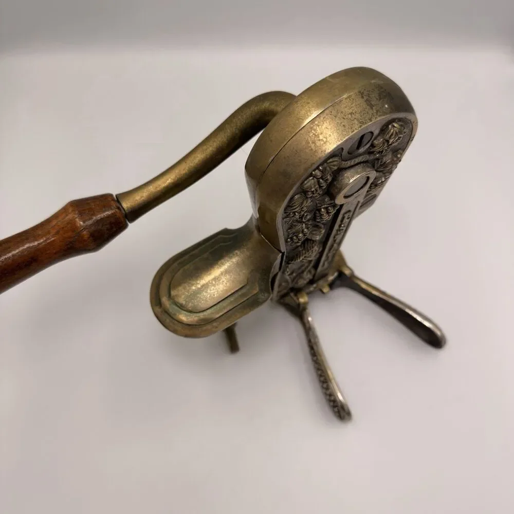 Vintage Estate Brass Clamp-On Wine Bottle Corker Tabletop Grapevine Opener